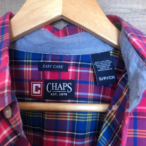 Chaps Easy Care Plaid Short Sleeved Button Down Shirt Small - Picture 3 of 9